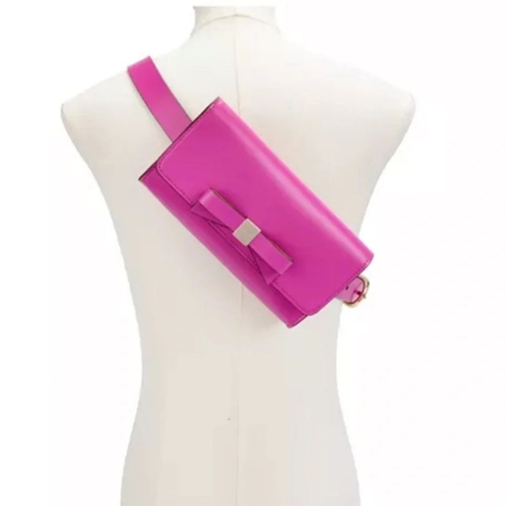 kate spade light pink bow gold logo‎ belt bag new